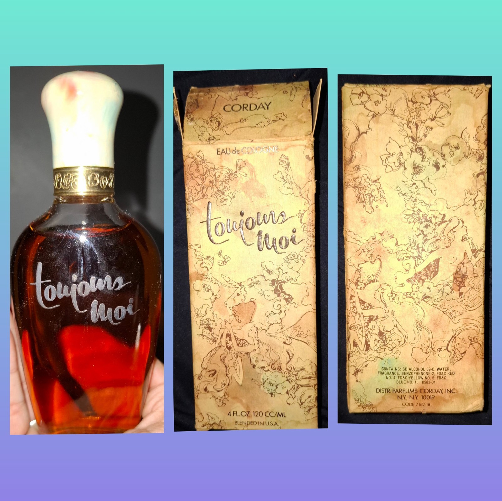 Corday Toujours Moi Eau de Cologne Splash 4 fl oz / 120 cc/ml Regular Size