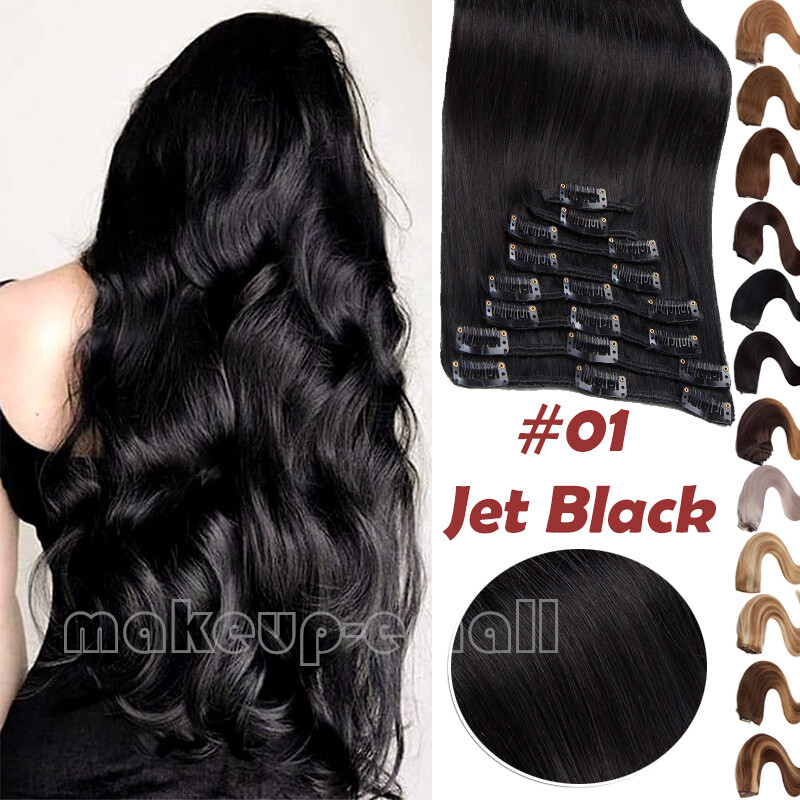 CLEARANCE Invisible Clip In Human Remy Hair Extensions 8Pieces 18Clips Full Head