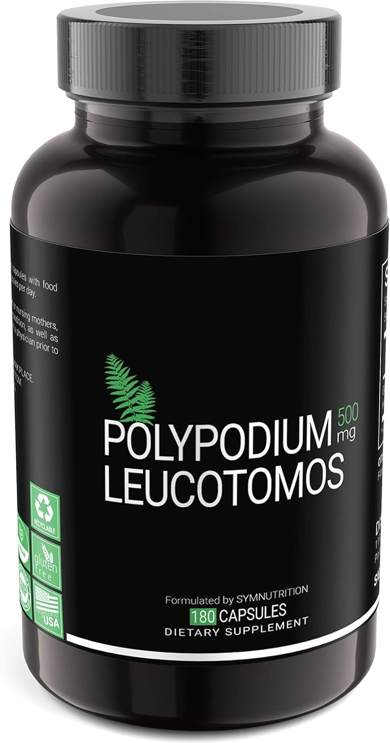 Polypodium Leucotomos 500mg 180 Count V-Capsules / 90 Servings: Manufactured …
