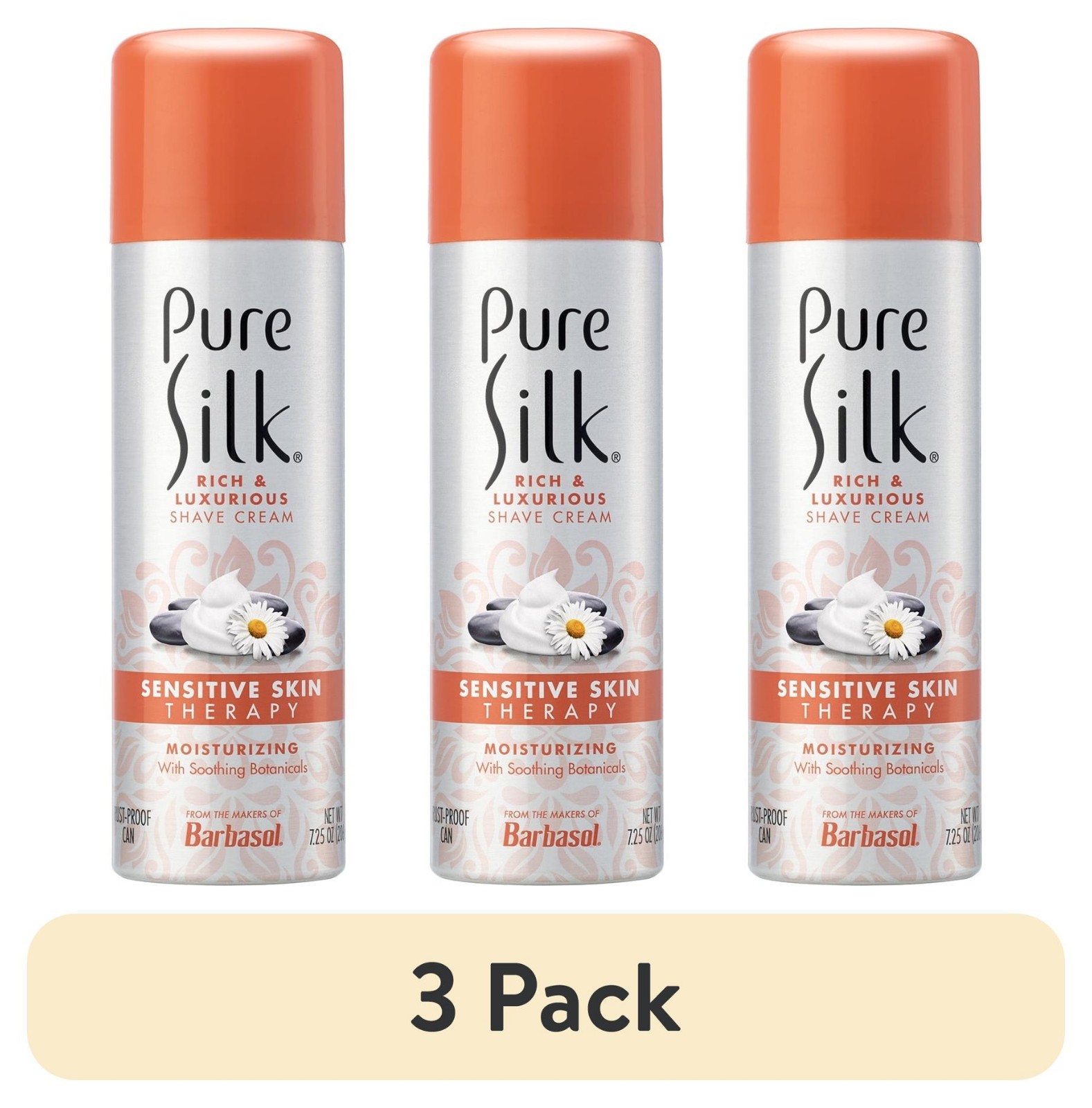 (3 pack) Pure Silk Sensitive Skin Spa Therapy Shave Cream for Women 7.25 oz each