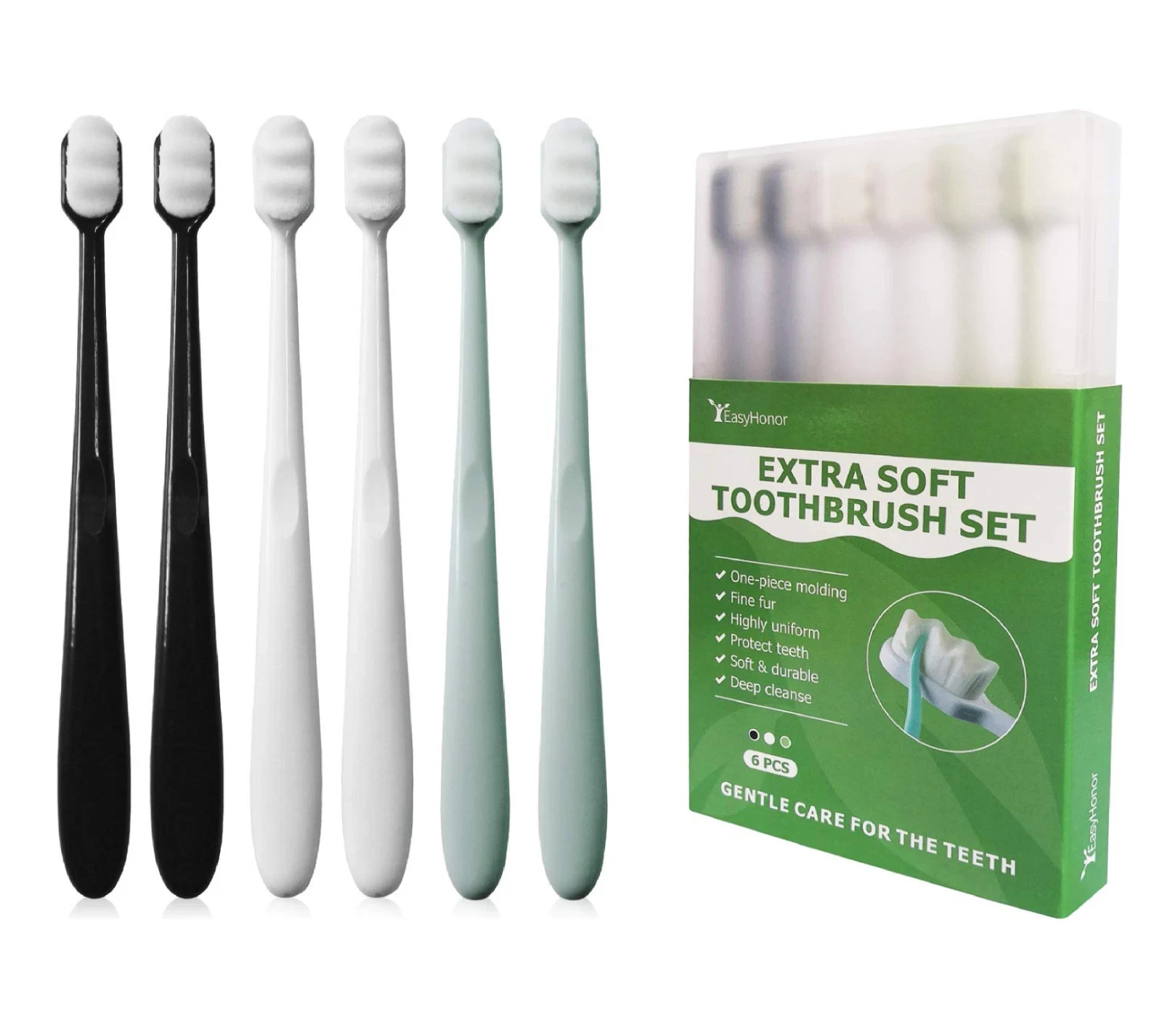 Ultra Soft Manual Toothbrush 6 Pack 20000 Fine Bristles Sensitive Gum Care
