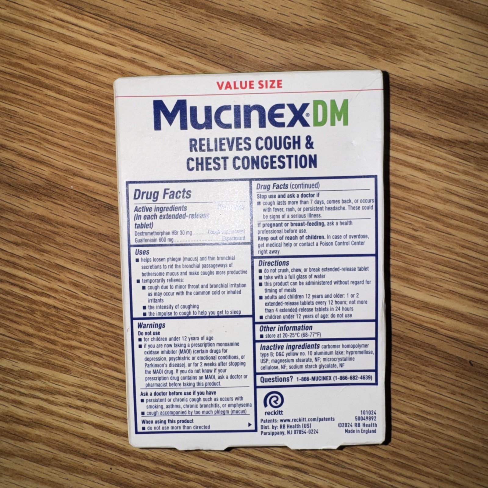 Mucinex DM 12-Hour Expectorant and Cough Suppressant Tablet, 40 Count