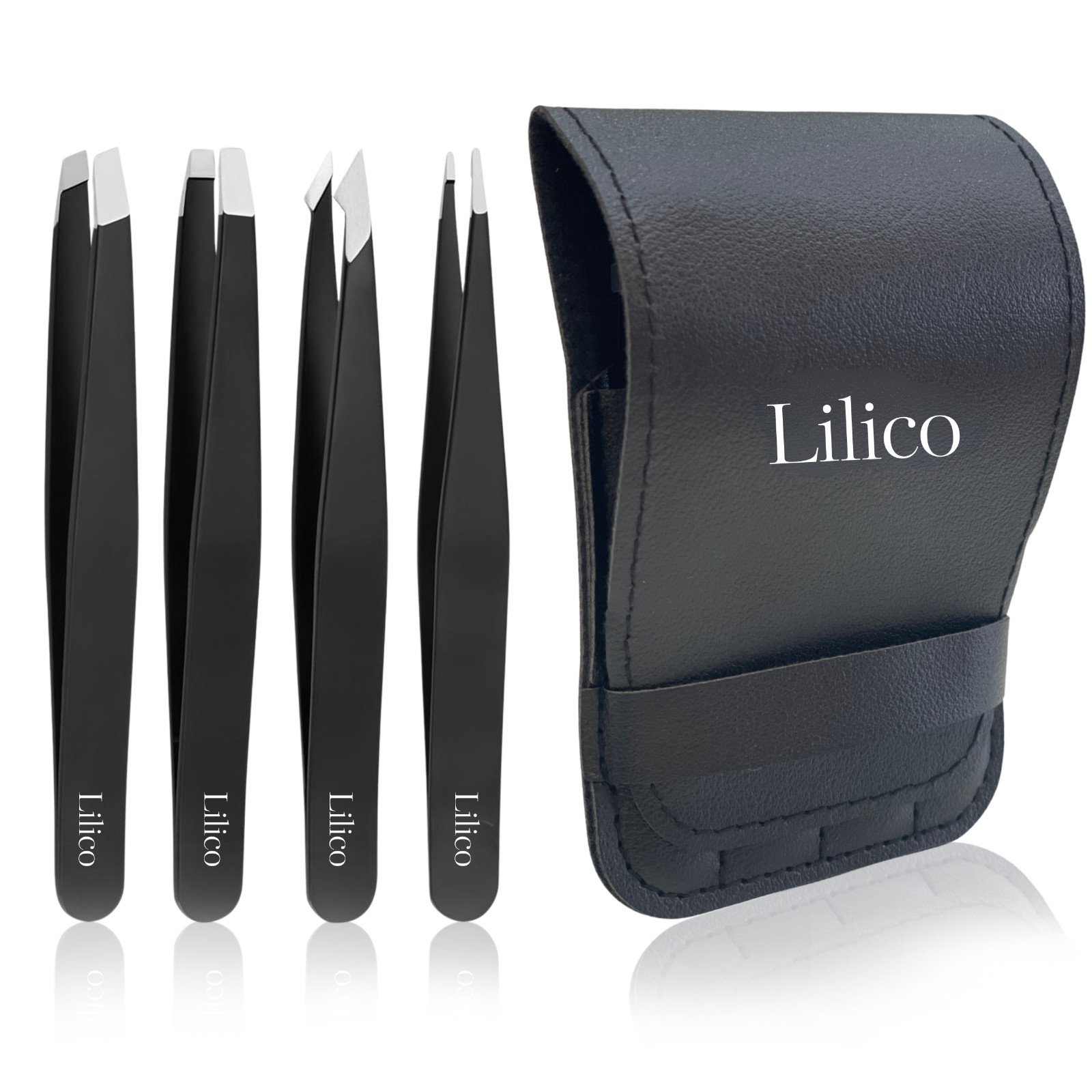EYEBROW TWEEZERS IN CASE SET OF 4 BROWS LASHES HAIR REMOVAL