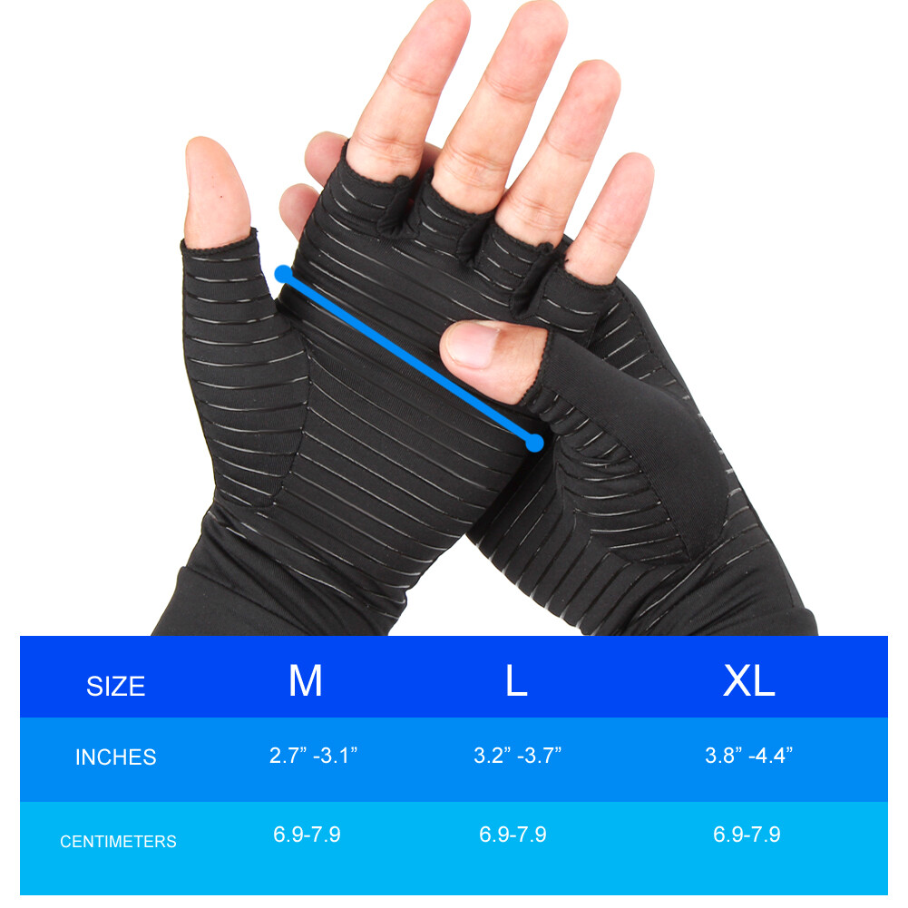 2pcs Copper Anti Arthritis Compression Gloves Hand Support Joint Pain Relief