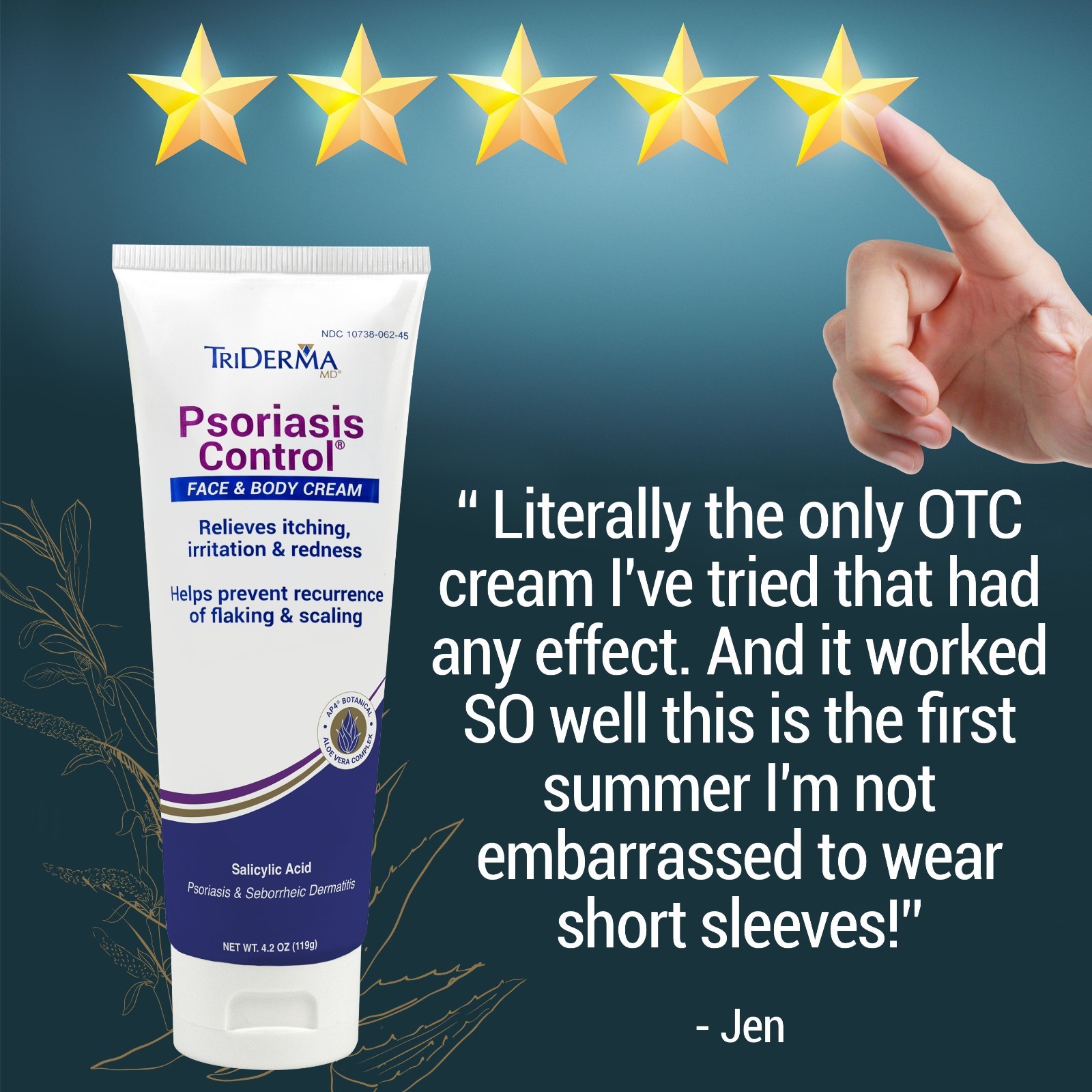 TriDerma Psoriasis Control Face and Body Cream, Cortisone-Free 4.2 Ounces