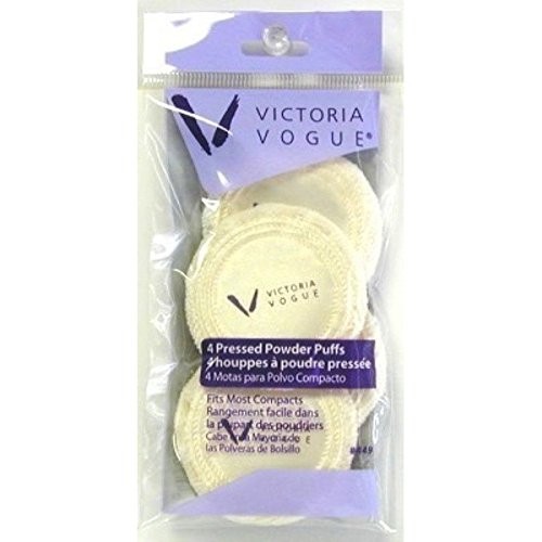 Victoria Vogue, Round Puff Pressed Powder Puff, 4 4 Count (Pack of 1), White