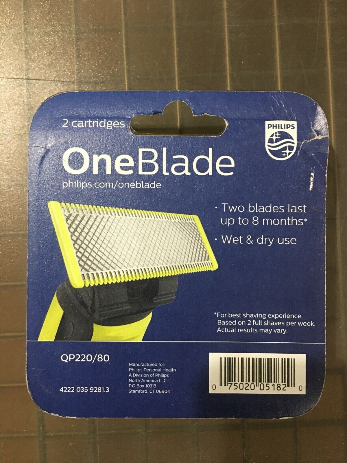 Philips Norelco One Blade Replacement 2 Pack Wet and Dry Use QP220/80 New