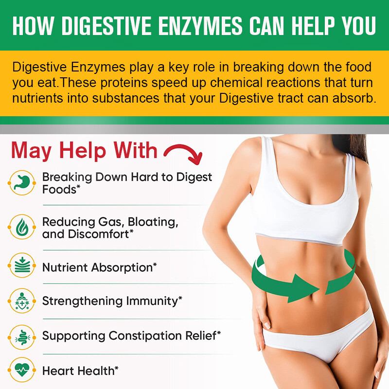 Digestive Enzymes with Papain & Bromelain Gas, Constipation Bloating Relief