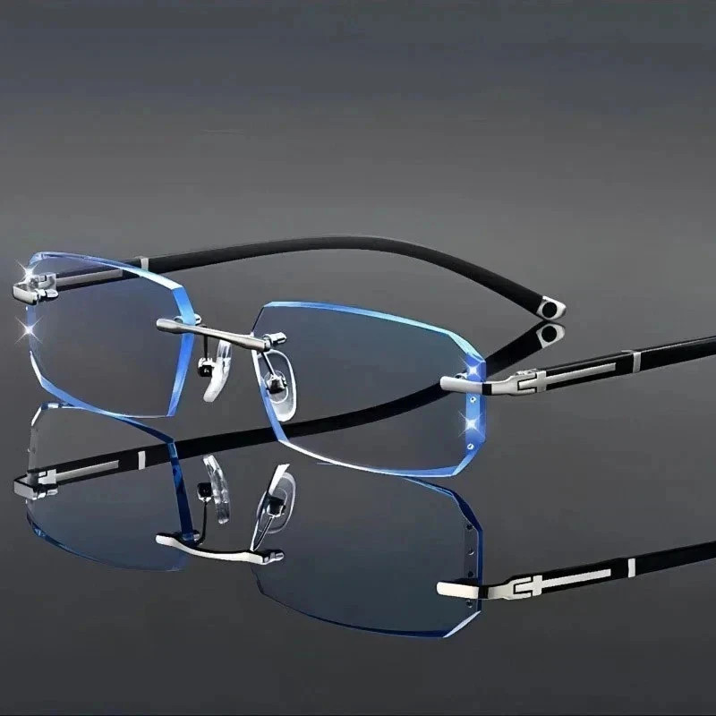 Progressive Multifocal Reading Glasses for Men Blue Light Blocking Titanium Arm