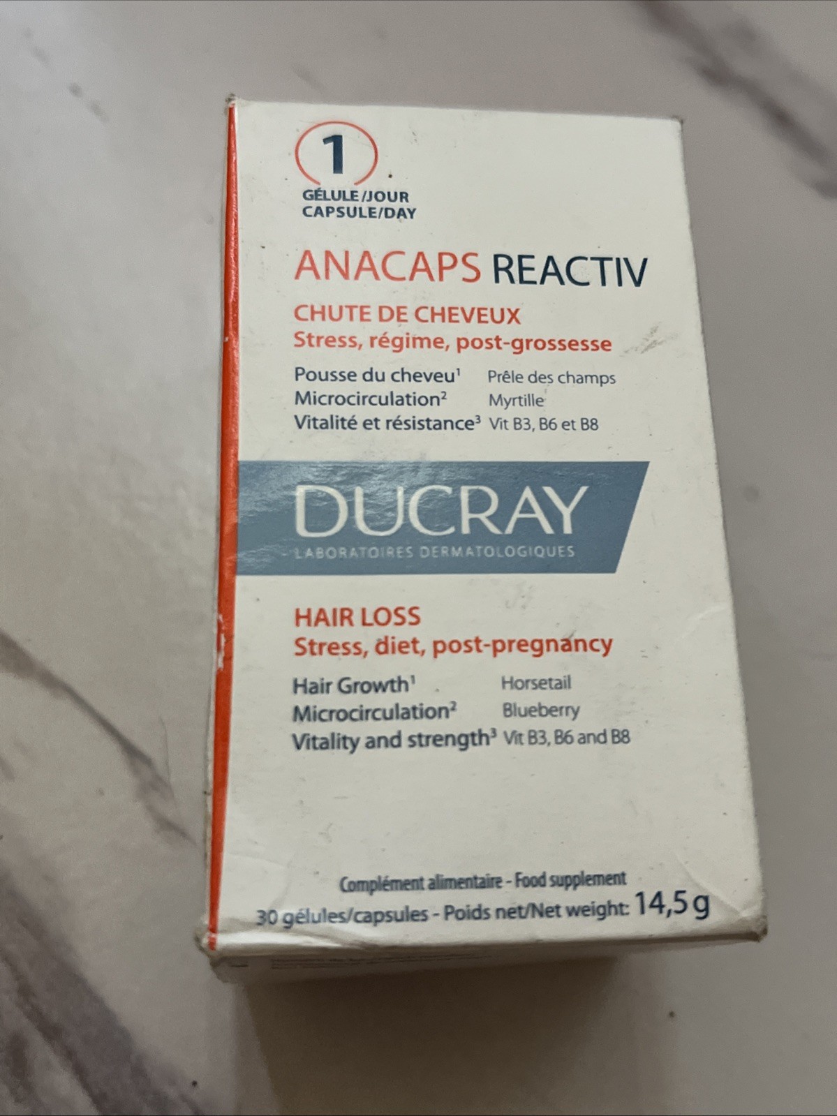 Ducray Anacaps Reactiv Anti-Hair Loss 30 Capsules, Exp. 10/28