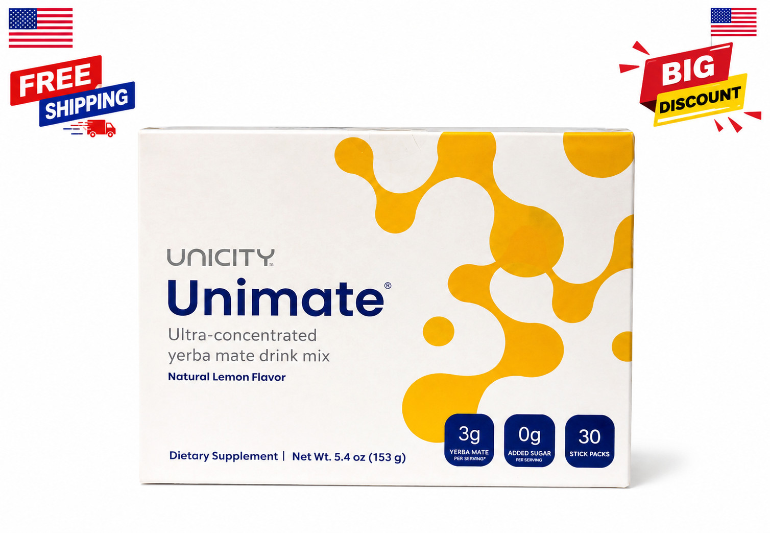 Unicity Unimate Lemon Flavor Drink Mix – 30 Sachets | Exp. 08/2028