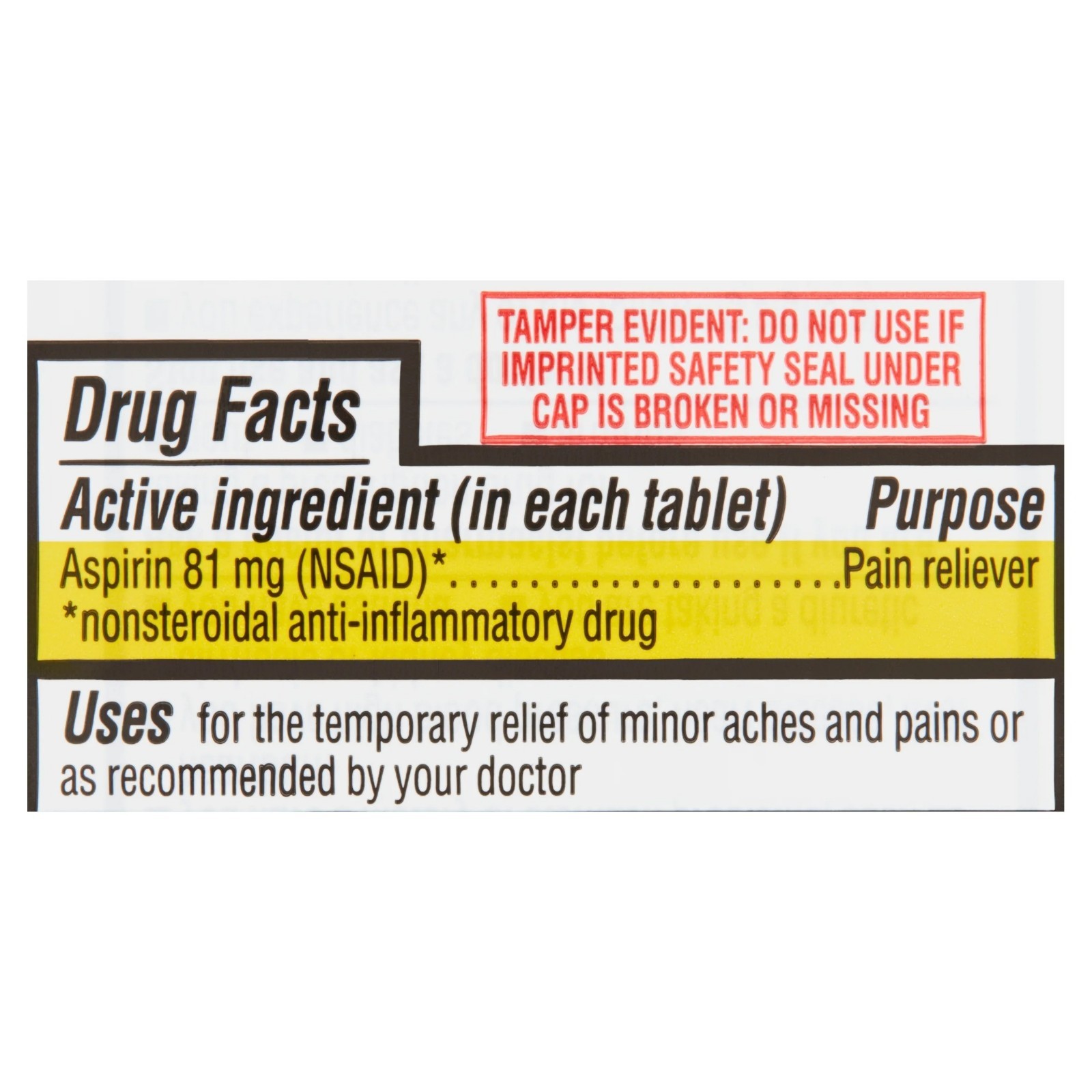 Equate Safety Coated Low Dose Aspirin Tablets for Pain Relief, 81mg, 300 Count