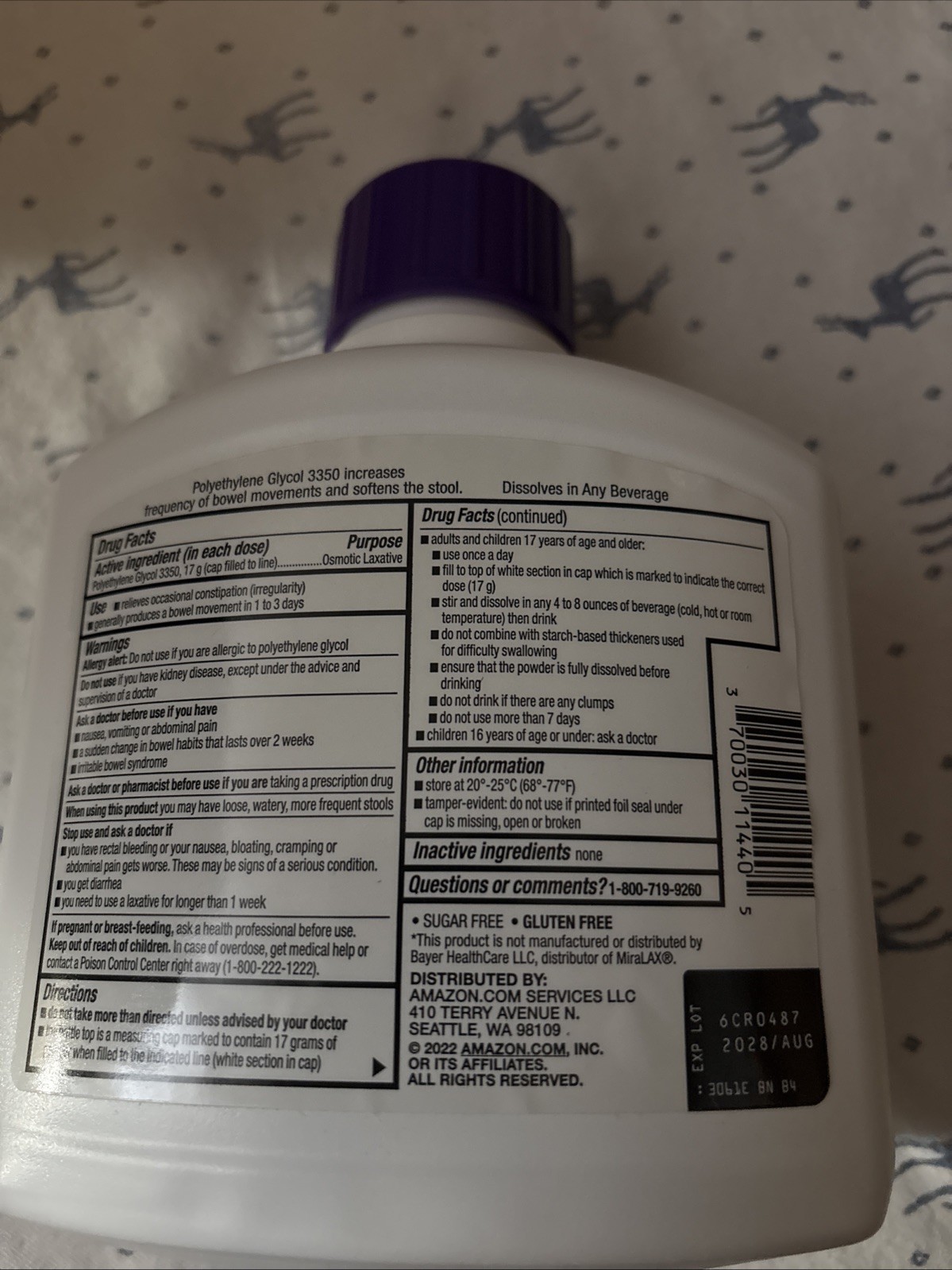 Basic Care Clearlax Polyethylene Glycol 3350 Osmotic Laxative 26.9oz.