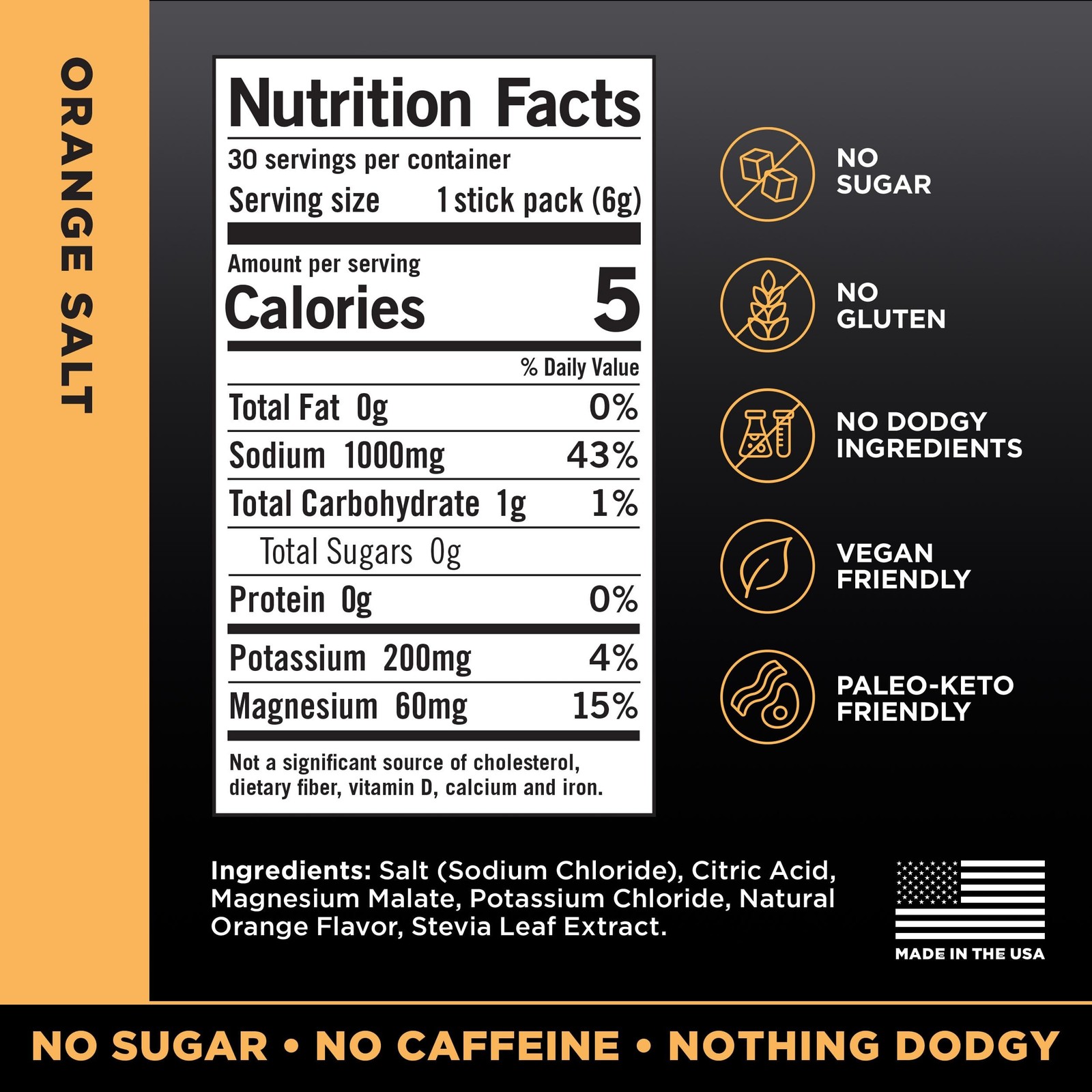 LMNT Zero Sugar Electrolytes – Orange Salt | Drink Mix | 30-Count 30 Count