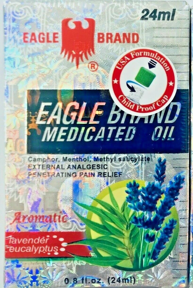 3 x 24ml Eagle Brand Aromatic Lavender Eucalyptus Medicated Oil -CHILD PROOF CAP