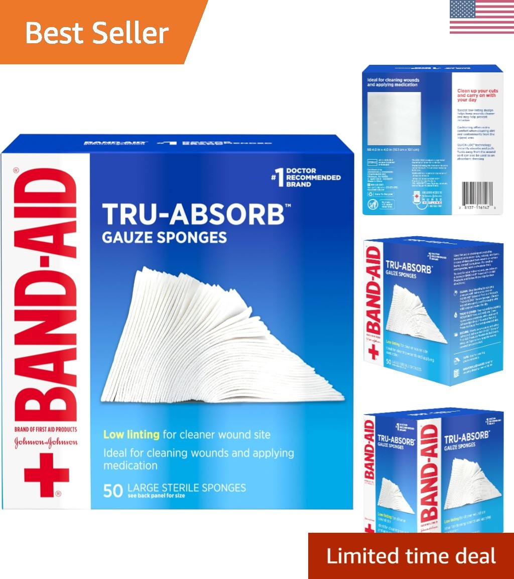 Band Aid Brand First Aid Products Tru-Absorb Sterile Gauze Sponges for Cleani…
