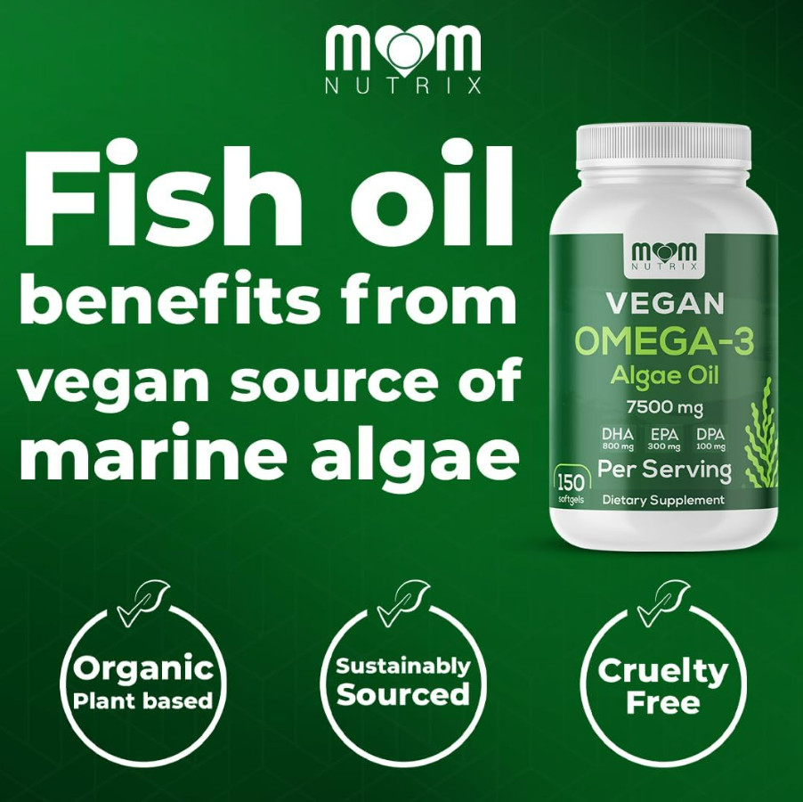 Vegan Omega 3 Algae Oil DHA EPA DPA Supplement Organic Non GMO 150 Softgels 150c