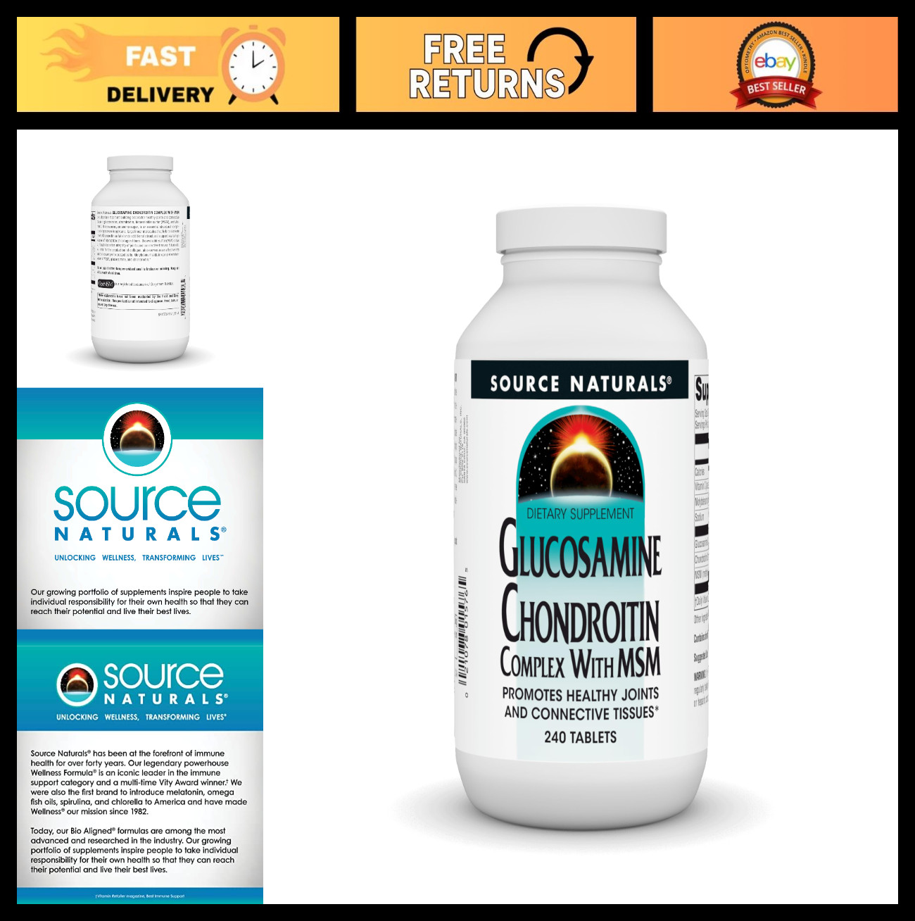 Glucosamine Chondroitin Complex with MSM – Supports Joint Health & Mobility – 24