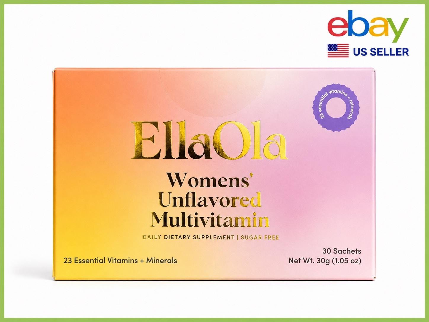 EllaOla Women 18+ Unflavored Multivitamin 30 Sachets Exp 02/2028 New Sealed