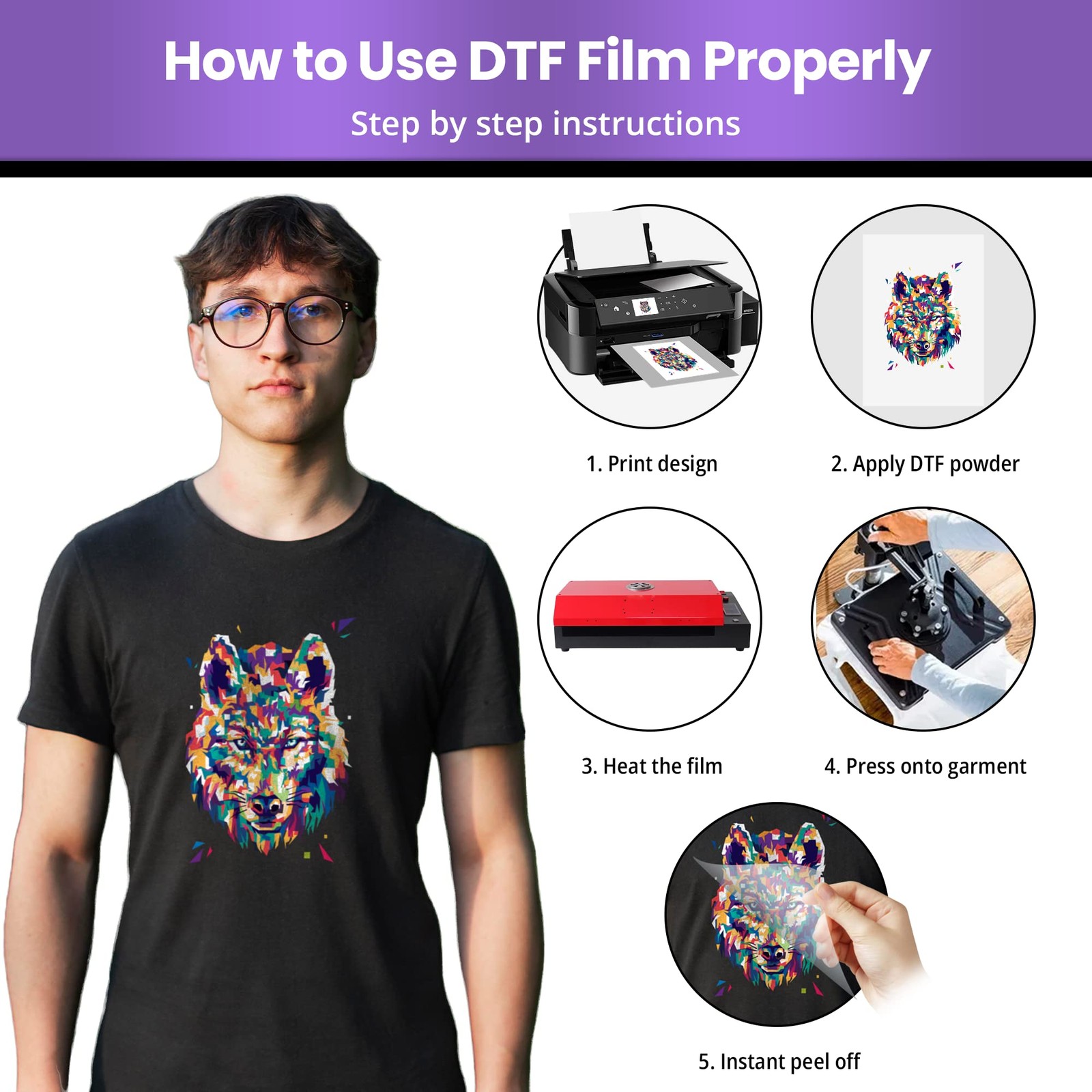 DTF Transfer Film – A4 8.5”x11”100 Sheets Premium Matte Double Sided DTF film…