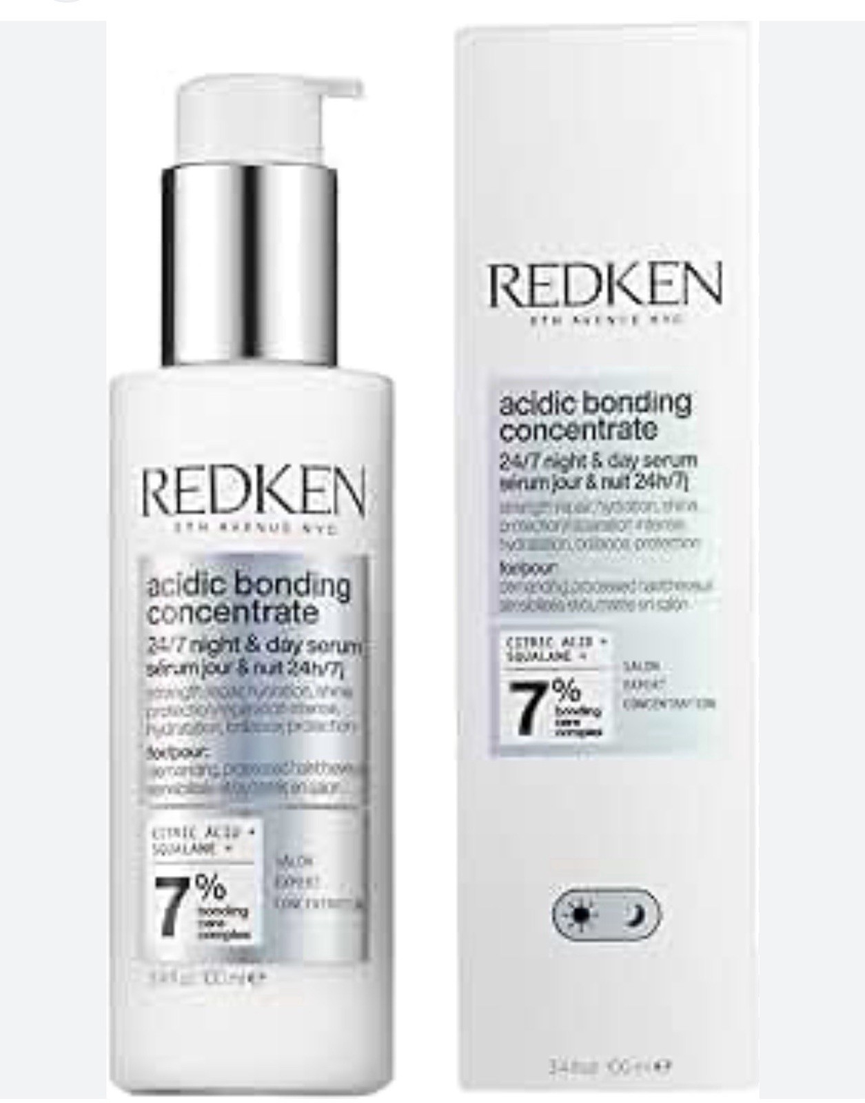 REDKEN Acidic Bonding Concentrate 24/7 Night & Day Serum Full Size 3.4 fl.oz NEW