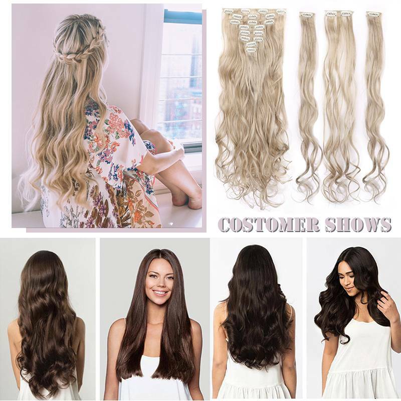 Thick Full Head Clip in 8 Pieces 18 Clips Hair Extensions As Human Long Straight