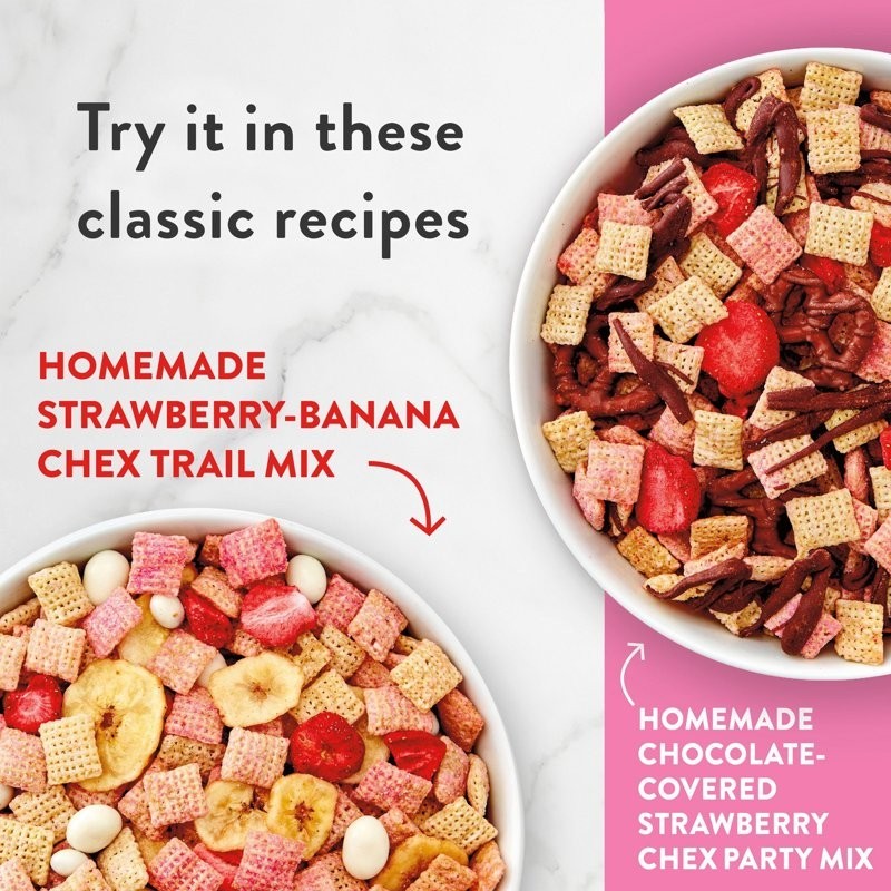 Pack of 2 Strawberry Vanilla Chex Breakfast Cereal Family Size 19.8oz Each.