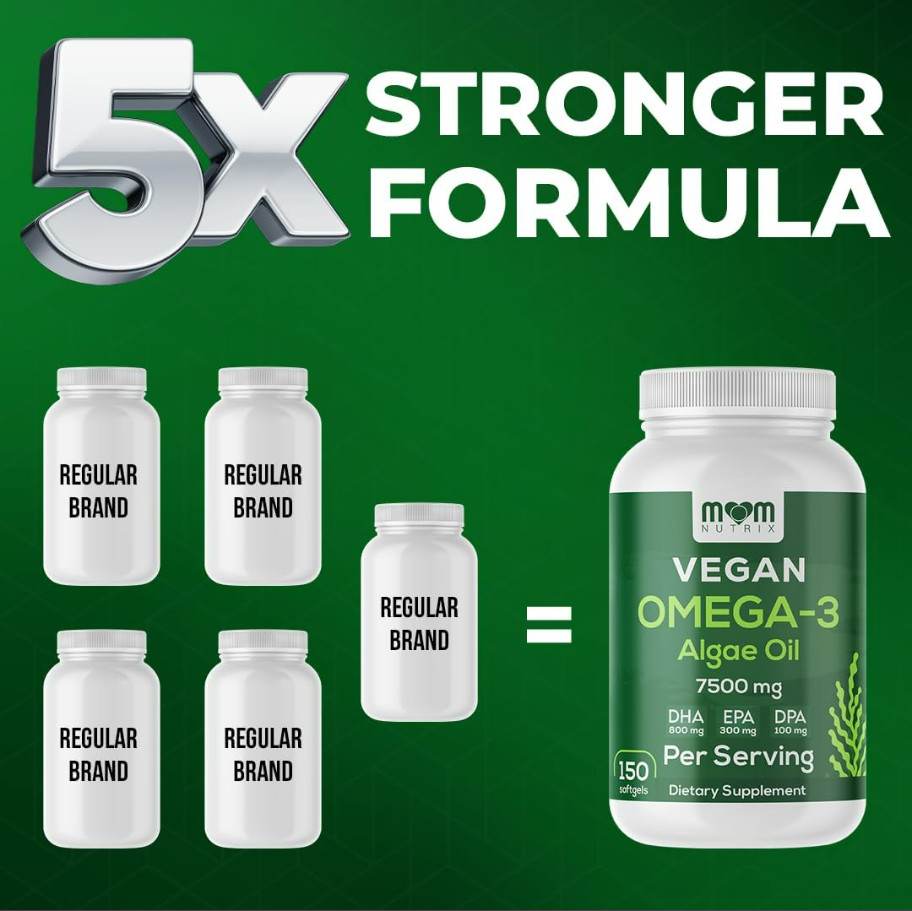 Vegan Omega 3 Algae Oil DHA EPA DPA Supplement Organic Non GMO 150 Softgels 150c