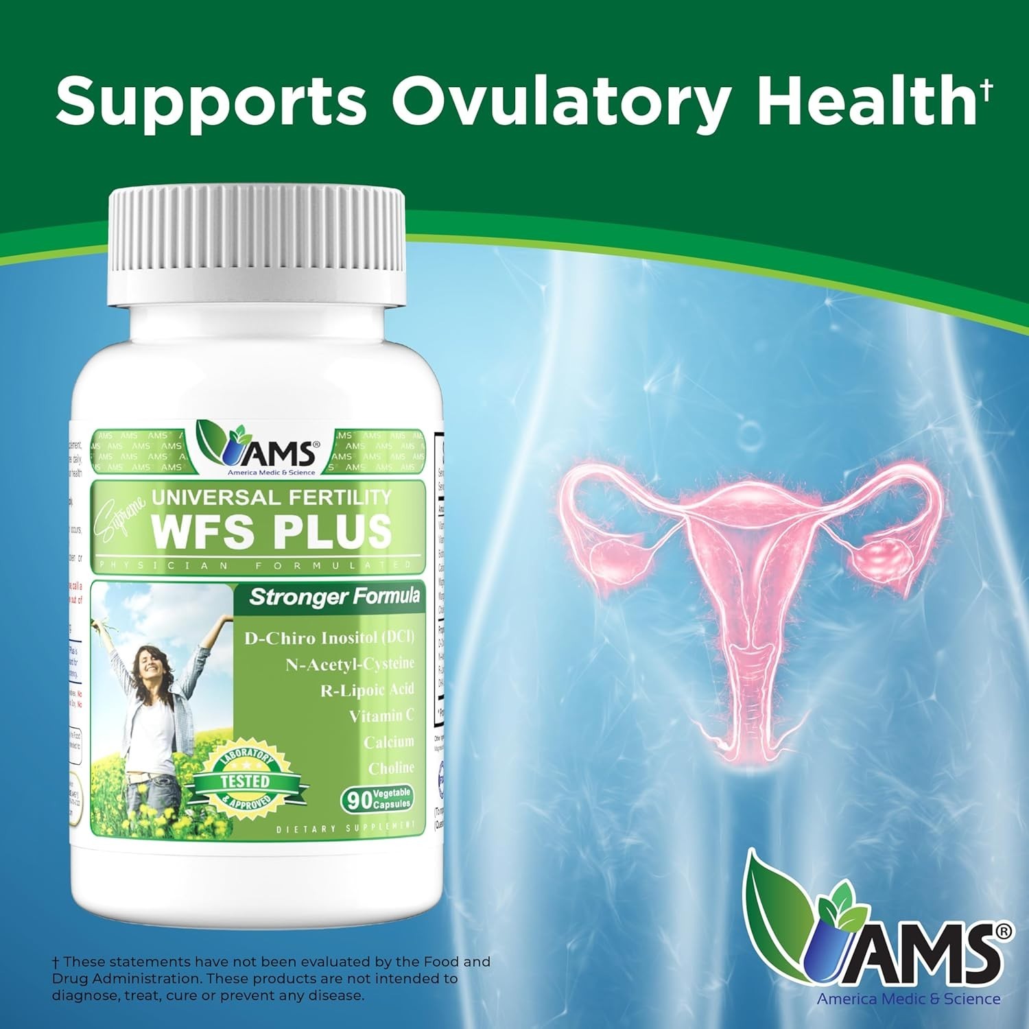 America Medic Science WFS Plus Fertility Supplements for Women 90 Capsules S…