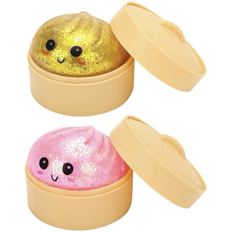 2Pack dumpling Glitter Gel Squeeze Balls Pink & Gold in Jar! ULTRA RARE 2 for 30