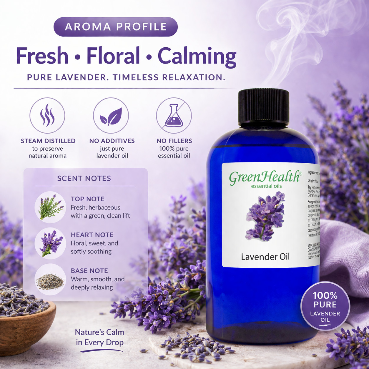 Huge BULK 8 fl oz Lavender Essential Oil by GreenHealth