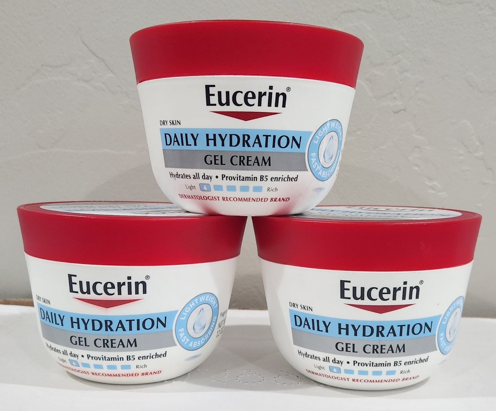 Lot of 3 Eucerin Daily Hydration Moisturizing Gel Cream 12 oz NEW Sealed