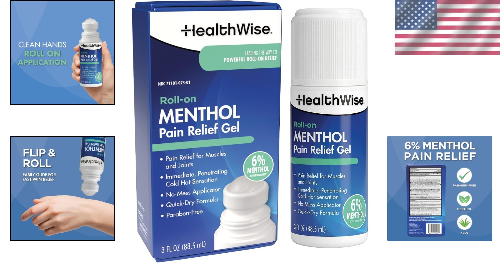 Instant Relief Menthol Roll-On Gel – Cold-Hot Sensation 3 oz. for Discomfort