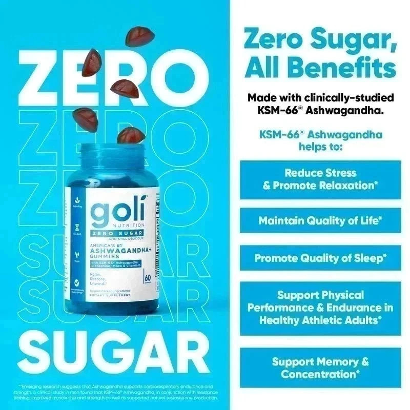 Goli Zero Sugar Gummies – 3-Bottle Trio Set, 60 Gummies Each
