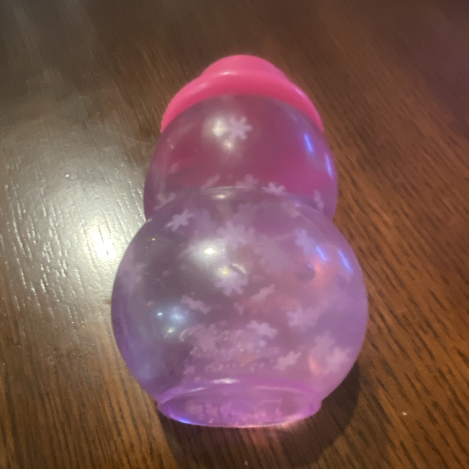 Purple Snowman Squeeze Ball Stress Reliever Toy Pink Hat 4in