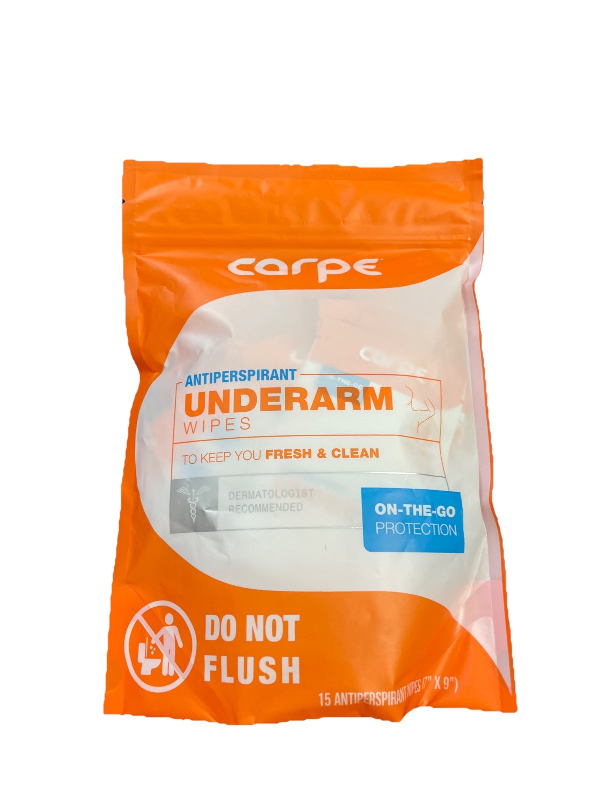 Carpe On The Go Antiperspirant Underarm Wipes 15 7in x 9in Individual Packages