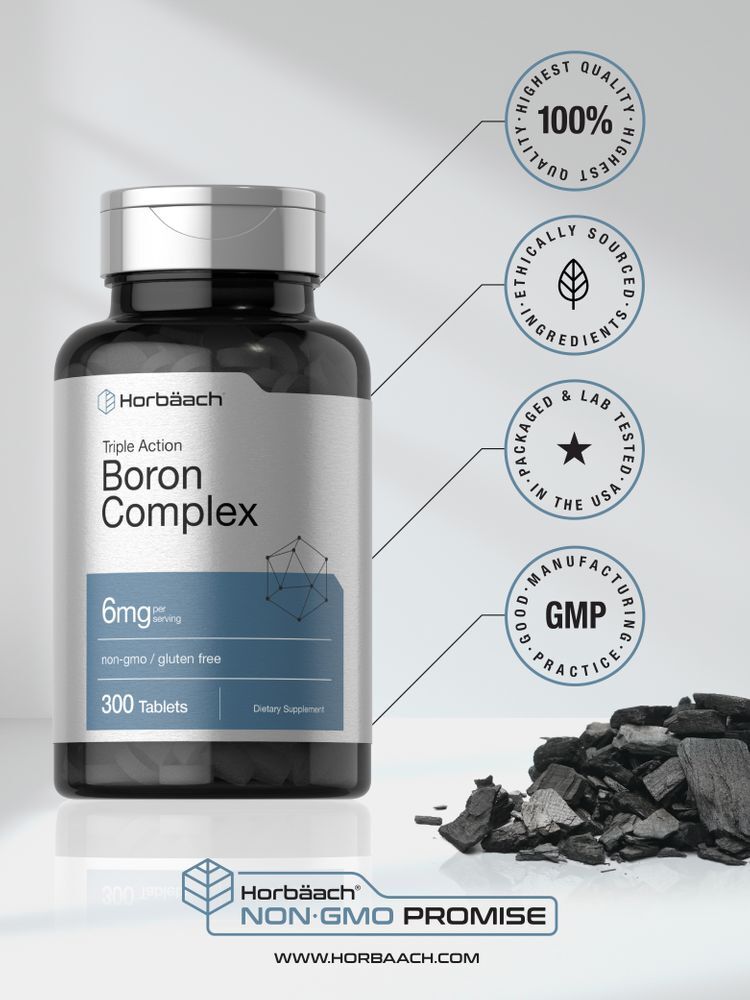 Triple Boron Complex 6 mg Supplement | 300 Tablets | Triple Action | by Horbaach
