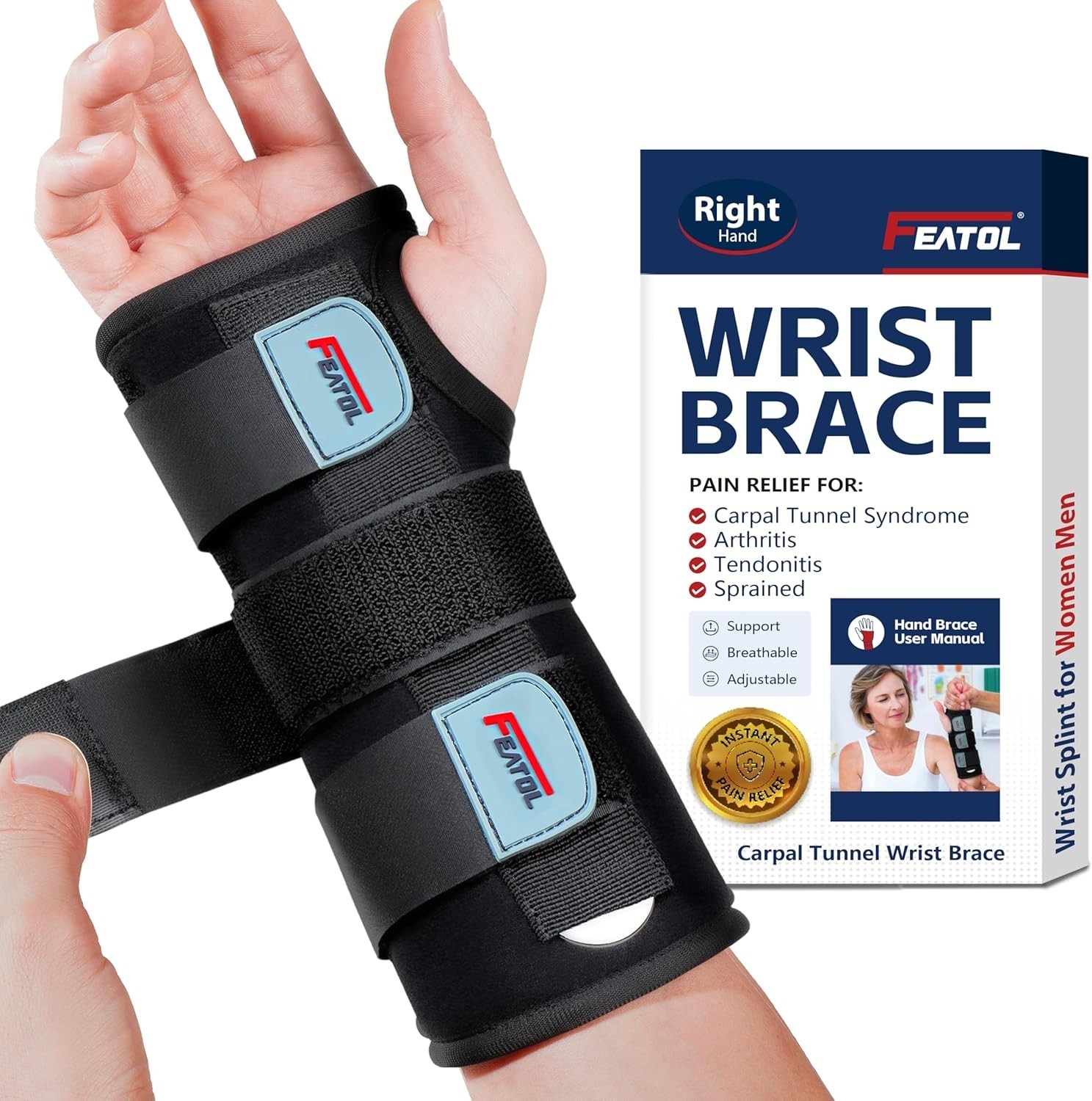 Wrist Brace Hand Brace, Carpal Tunnel Wrist Splint Night Support for Women Men,