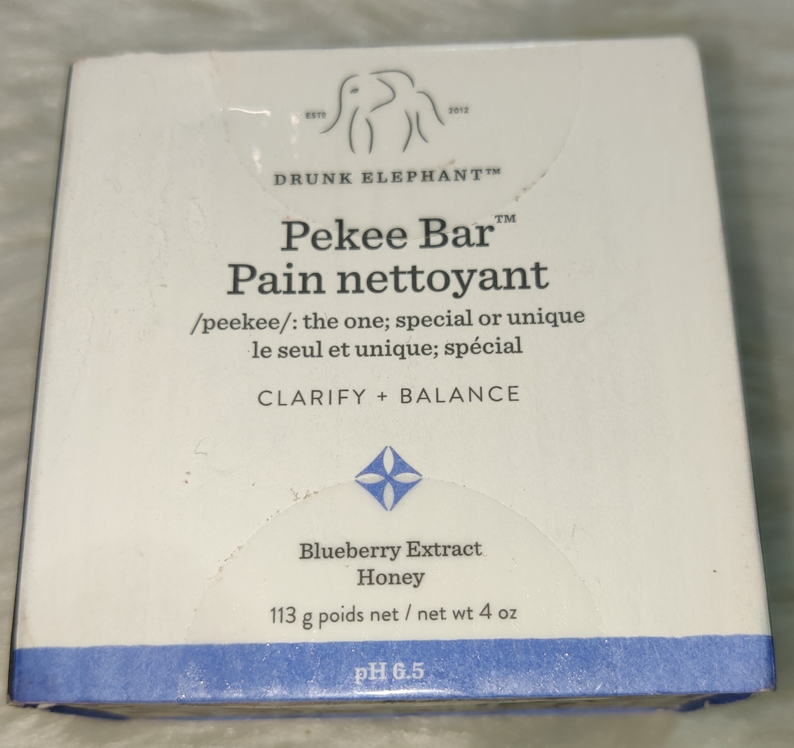 Drunk Elephant Pekee Bar Pain nettoyant- *Blueberry Extract Honey* 4 oz
