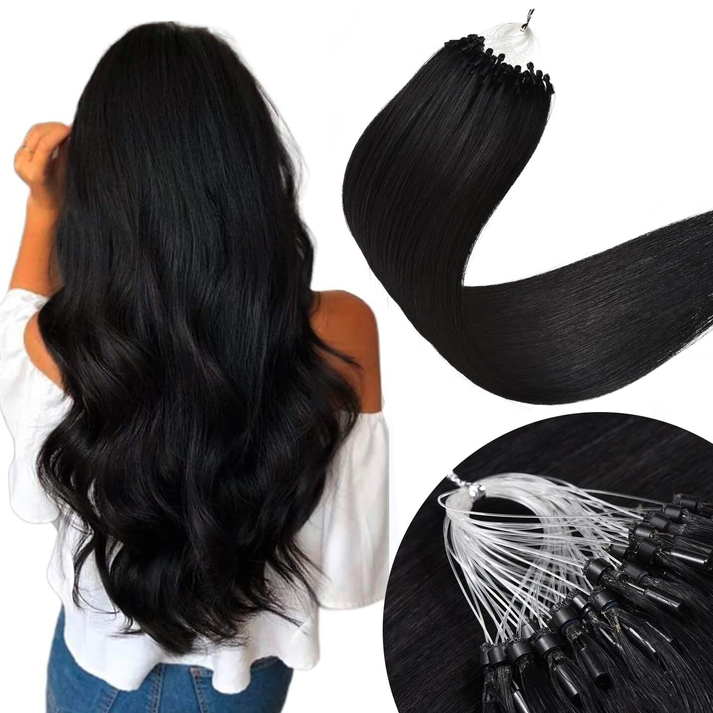 Micro-Loop Extensions Real Human Hair Micro Beads Link Colored Remy Russian Hair