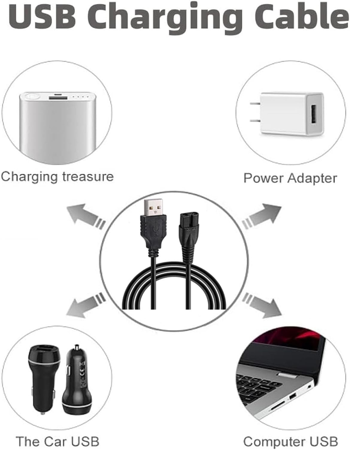 for Pritech Shaver Charger Cord USB Charging Cable for PR-2888 Hair Trimmer