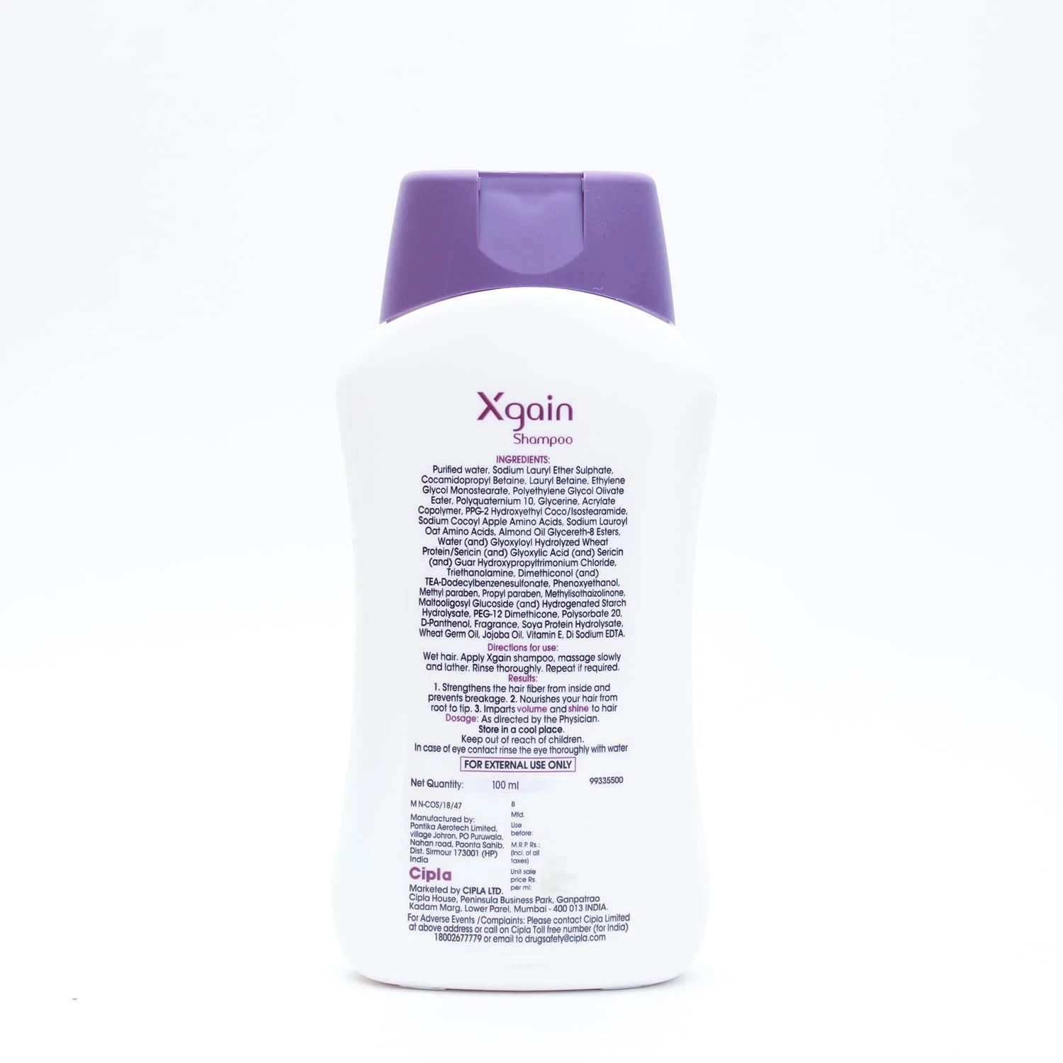 Cipla Xgain Shampoo| 2 in 1 Volumzing Formula| pH balanced- 100ml ( Pack of 2)