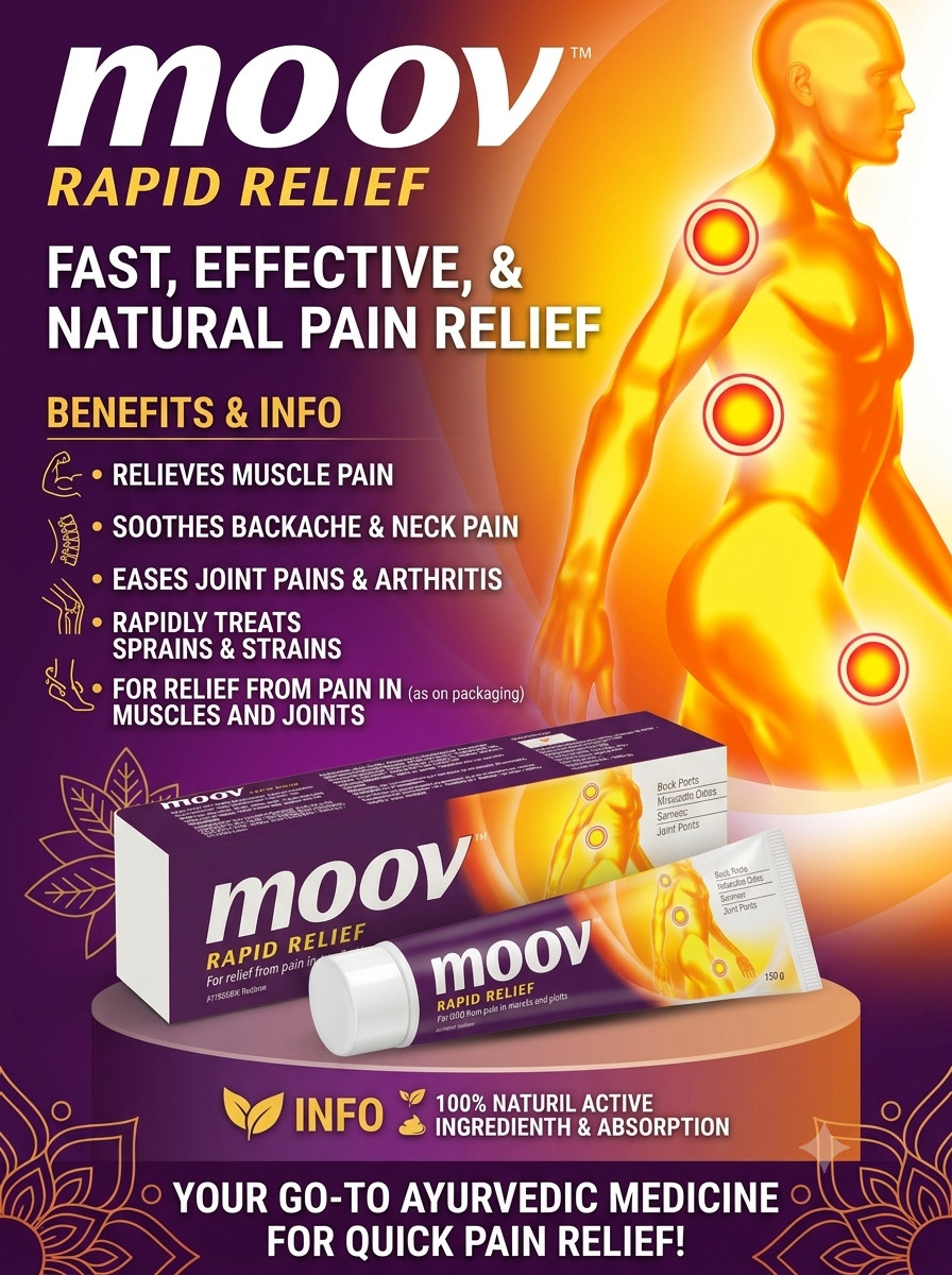Moov Rapid Relief Cream 100g Muscle Pain Relief Backache Sprains Joint Pain