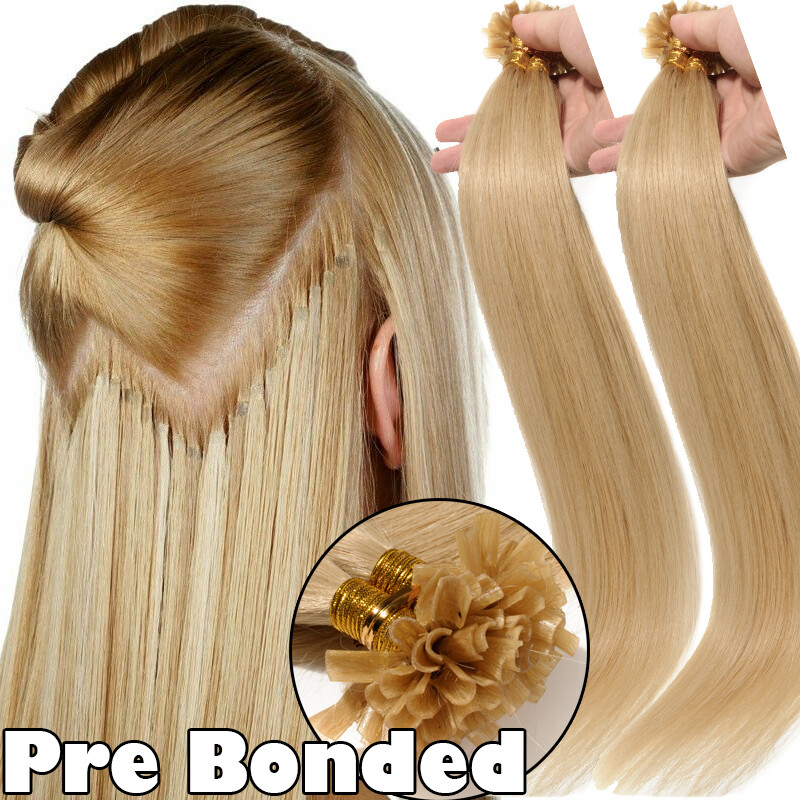 1g Hair Extensions Pre Bonded U Tip Nail Hair Keratin 100% Real Remy Human Hair