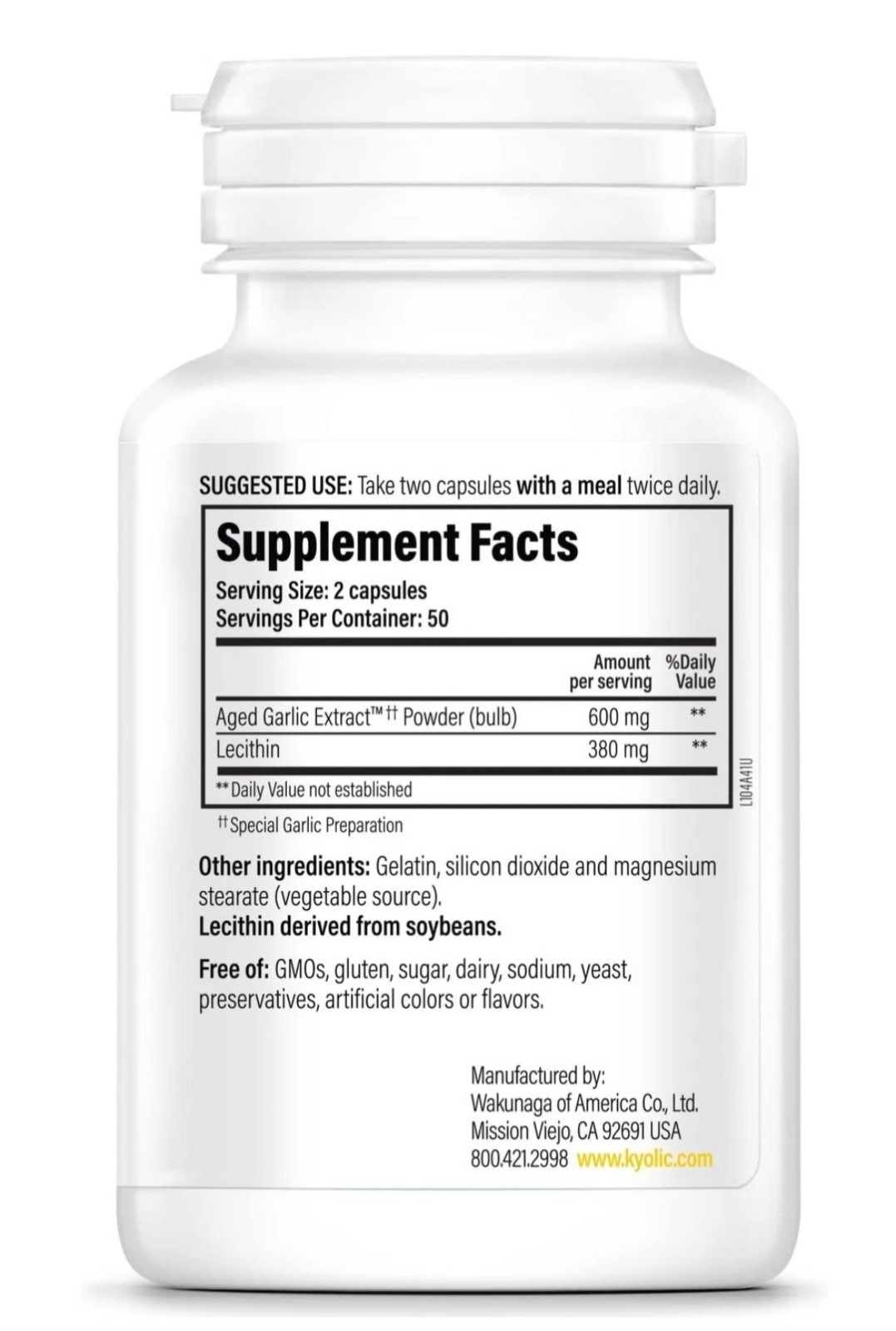 200 count Kyolic Aged Garlic Extract Formula 104, (Pack of 1), No Color