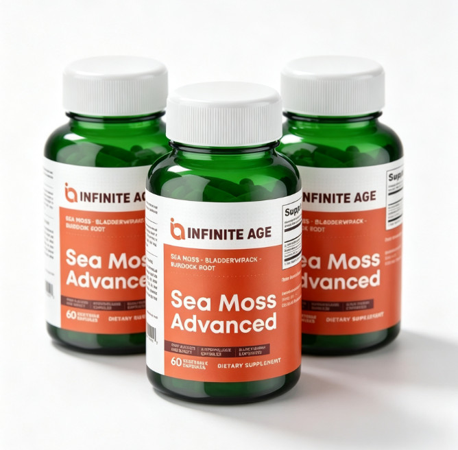 1-5x INFINITE AGE 1250mg Sea Moss Advanced Superfood, High-Potency, Vegan 60 Ct