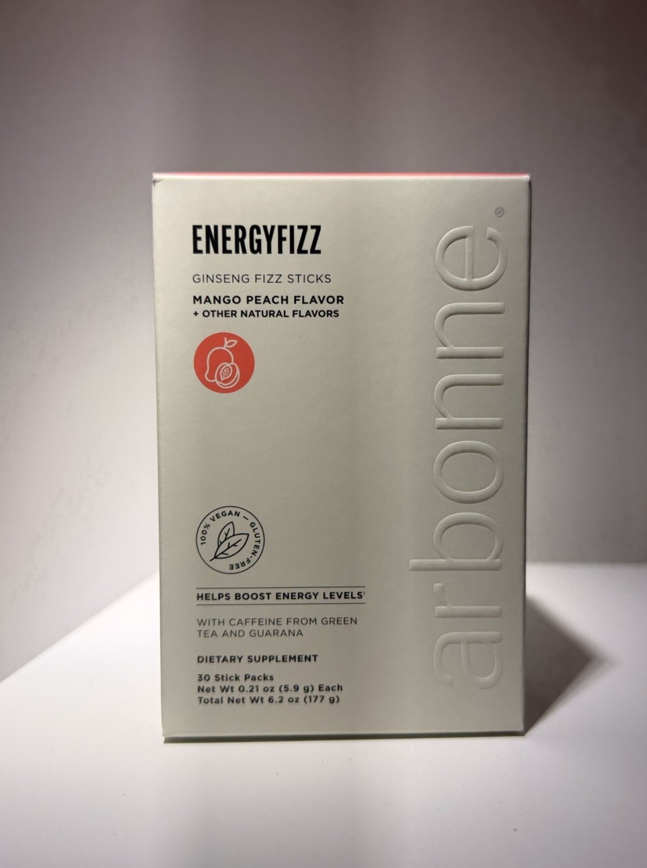 Arbonne Energy Fizz Flavor Mango Peach NIB 30 Sticks EXP 02/2028