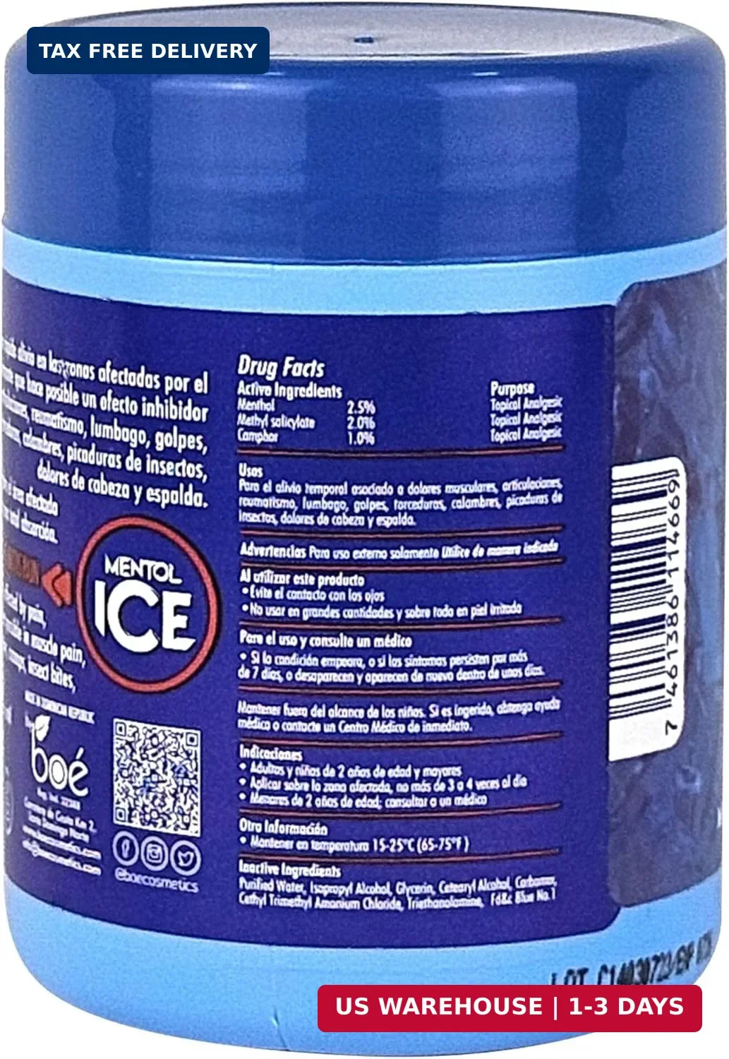 Gel Mentol Frío para Dolor Muscular y Articulaciones Alivio Rápido Artritis 8 oz