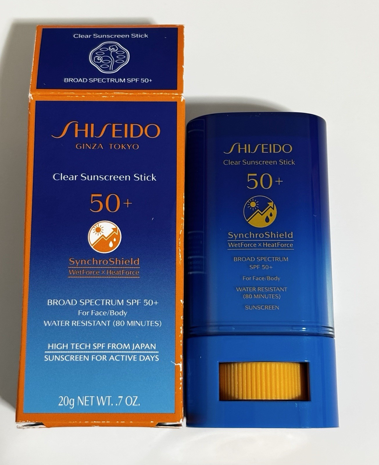 Shiseido Clear Sunscreen Stick SPF 50+ SynchroShield 0.7 Oz / 20g NEW.