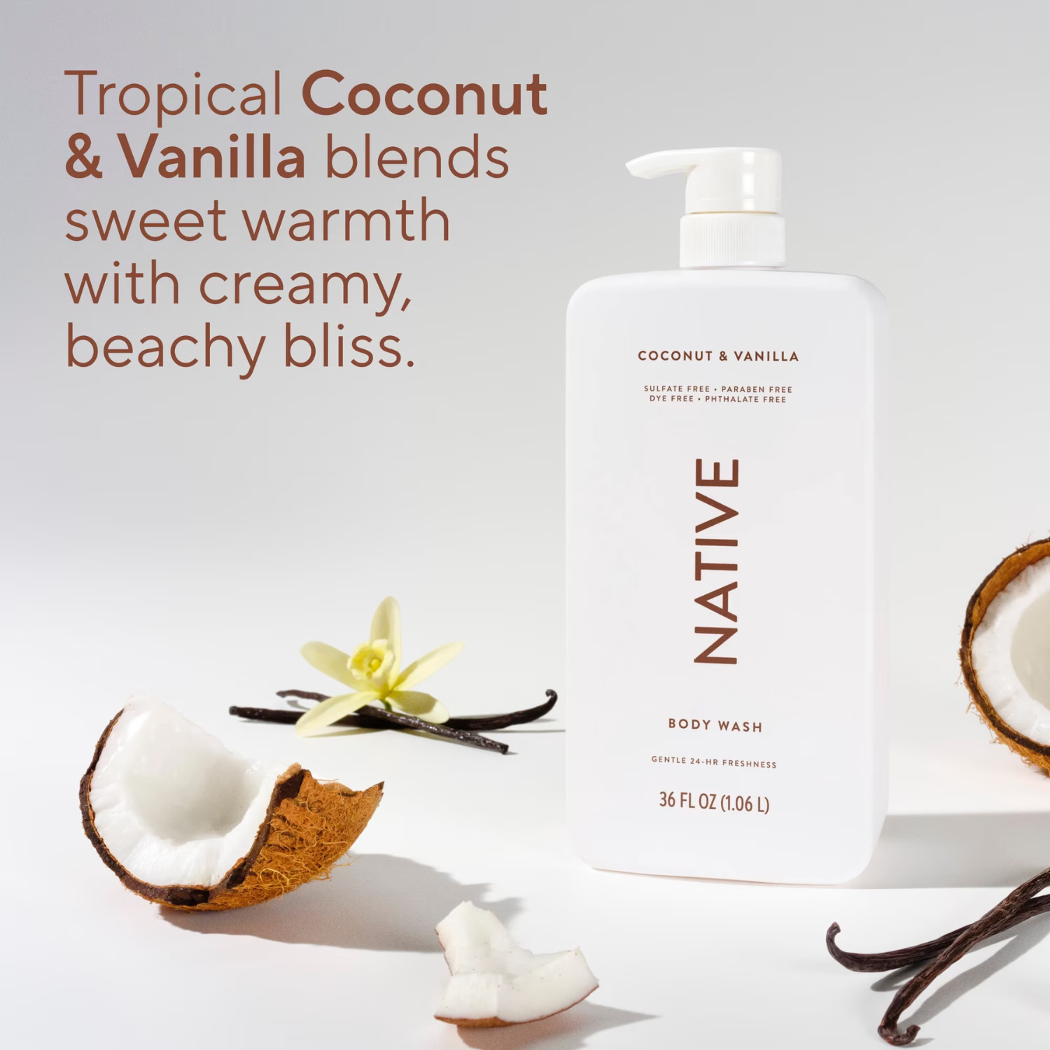 (2 Pack) Native Coconut Vanilla Body Wash 36 fl oz Sulfate Free for Men & Women
